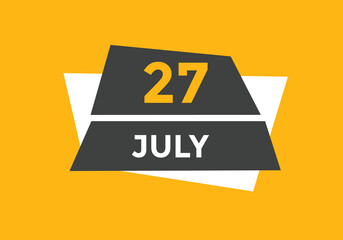 july 27 Calendar icon Design. Calendar Date 27th july. Calendar template 
