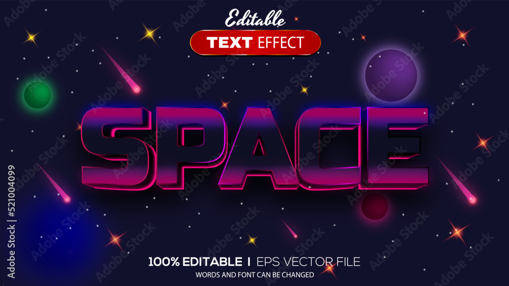 Poster 3d space text effect - editable text effect