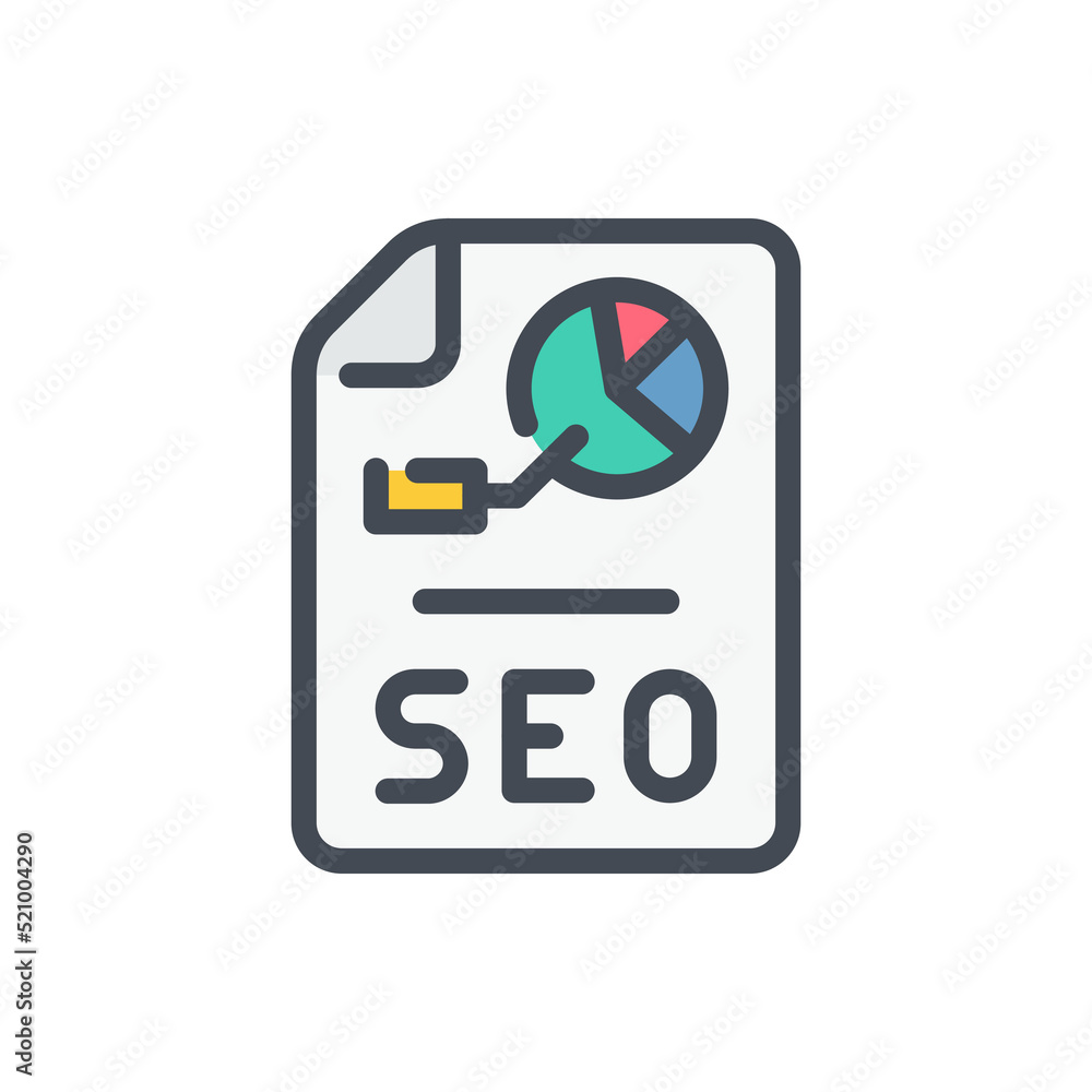 Aufkleber seo report document color line icon. marketing analytics vector outline colorful sign.