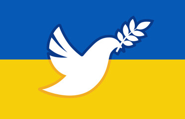 Dove peace - Stop war Ukraine flag peace vector logo symbol on alpha transparent background - Stop war, no war, conflicts, make peace, stop fights