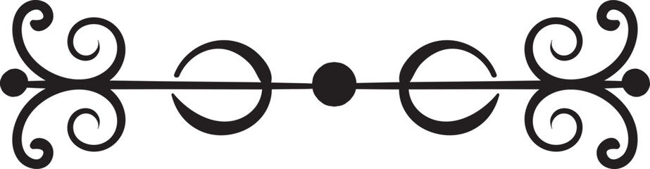 Elegant ornament divider. Retro black line swirl header