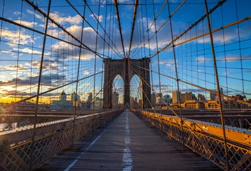 Gordijnen Zonsopgang bij Brooklyn Bridge © Budi