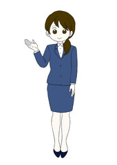 片手を上げるOL