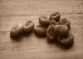Dried fruits on a wooden table