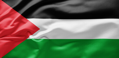  Waving national flag of Palestine