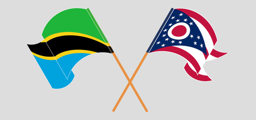 Crossed flags of Tanzania and the State of Ohio. Official colors. Correct proportion