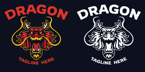 Asian Dragon Head Mascot Logo