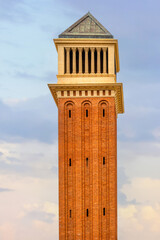 Fototapeta na wymiar Venetian Tower in Plaza Espanya, Barcelona, Spain