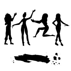 Black silhouettes of people in differen poses.