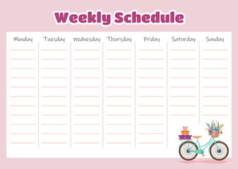 Printable weekly schedule template.vector illustration - Powered by Adobe