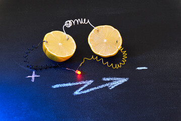 Free energy electricity generator using Lemon in blue light.