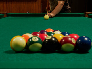 Close-up of billiard table in luxury living room