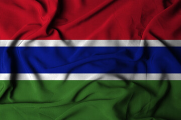 Selective focus of gambia flag, with waving fabric texture. 3d illustration