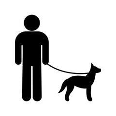 man with dog, simple vector icon