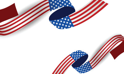 American flag ribbons, vector illustration with American symbols