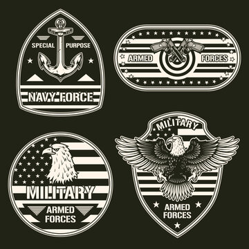 Military US set monochrome sticker