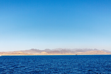 Obraz premium View to the shore near Sharm el Sheikh from the Red sea