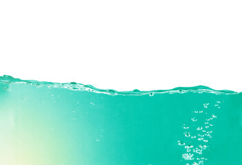 Fresh water surface with splash and air bubbles .