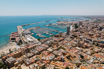 Aerial view of the city of Alicante, Costa Blanca, Spain.