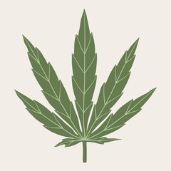 simplicity cannabis leaf freehand drawing. - obrazy, fototapety, plakaty