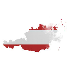 Sublimation background country map- form on white background. Artistic shape in colors of national flag. Austria