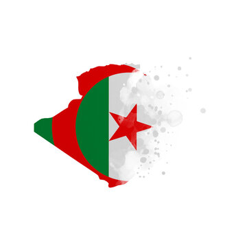 recommend clip art: Sublimation background country map- form on white background. Artistic shape in colors of national flag. Algeria
