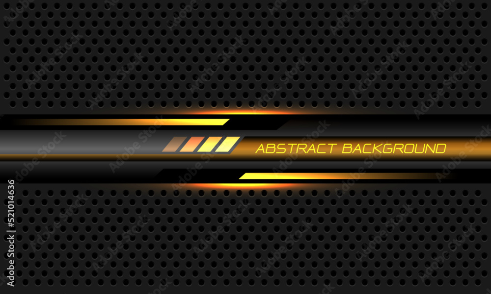 Poster abstract yellow black banner cyber on grey metallic circle mesh pattern design modern futuristic bac