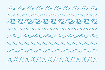 Waves curve line style sea pattern borders