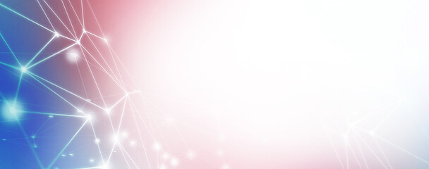 Panoramic abstract dot and triangle connection background., The world is connect and smaller concept, Digital futuristic Earth minimalism background