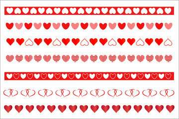 Decorative dividers set with hearts shapes for Valentines cards and other designs.