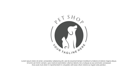 dog and cat logo design with creative concept ilustration