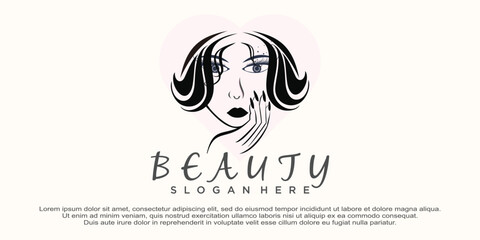 beauty women salon logo and eyelash extention nail polish concept