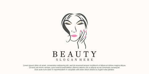beauty women salon logo and eyelash extention nail polish concept