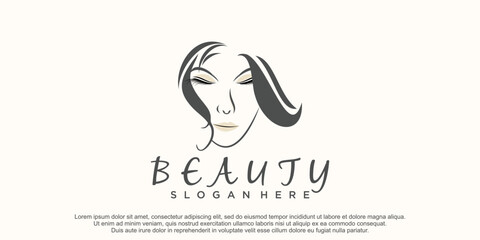 beauty women salon logo and eyelash extention illustration