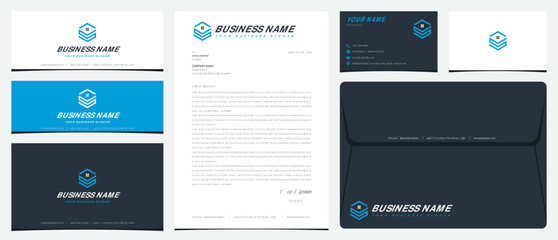 Fototapeta na wymiar VS house logo with stationery, business cards and social media banner designs