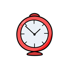 Clock alarm, mechanical watches vector doodle illustration, isolate on white.