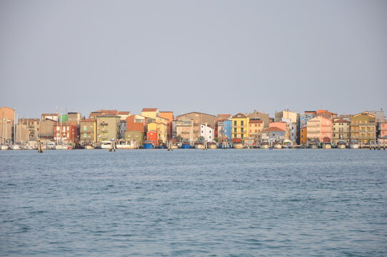 Blick von der Lagune vor Chioggia auf Sottomarina