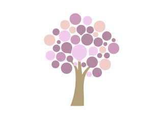 Pink Tree icon. Nature. Flat vector.