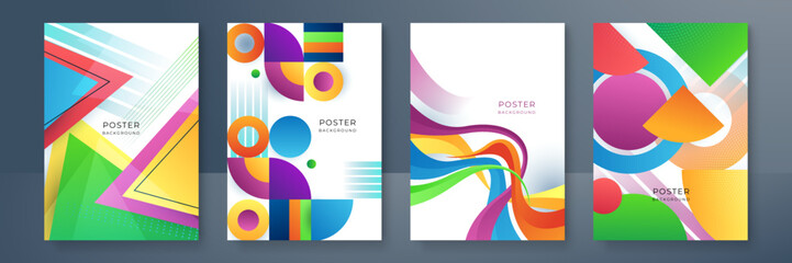 Set of Abstract creative shape colorful poster design template