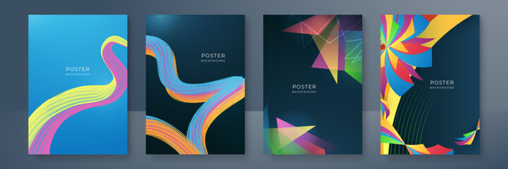 Set of Abstract creative shape colorful poster design template