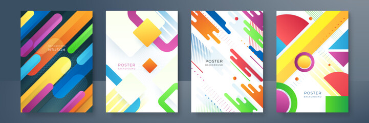 Set of Abstract creative shape colorful poster design template