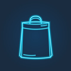 Neon food icons on dark background. Vector design.