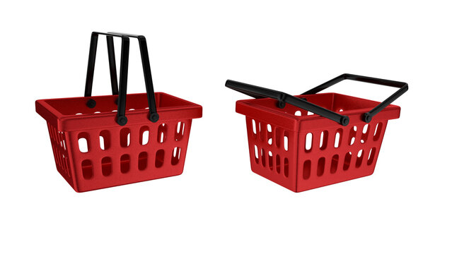 Cesto vermelho de supermercado 3d isolado