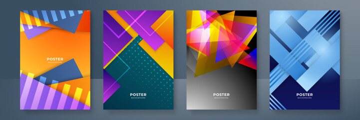 Gradient trendy colourful flowing geometric pattern background texture for poster cover design. Minimal color abstract gradient banner template. Modern vector wave shape for brochure and social media