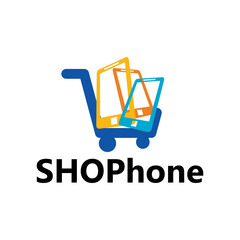 Technology logo with shopping cart  design template idea