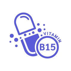 Vitamin B15 icon blue in capsule form simple line. Isolated on a white background. Medical symbol concept. Design for use on web app mobile and print media. Vector EPS10 illustration.