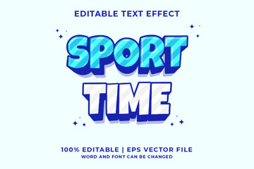 3d Sport Time Cartoon Editable Text Effect Premium Vector