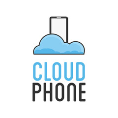 Simple modern phone cloud system technology logo template idea