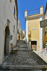 A small street between the old houses of Zungoli, one of the most beautiful villages in Italy.