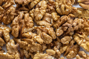 Background image of peeled walnuts